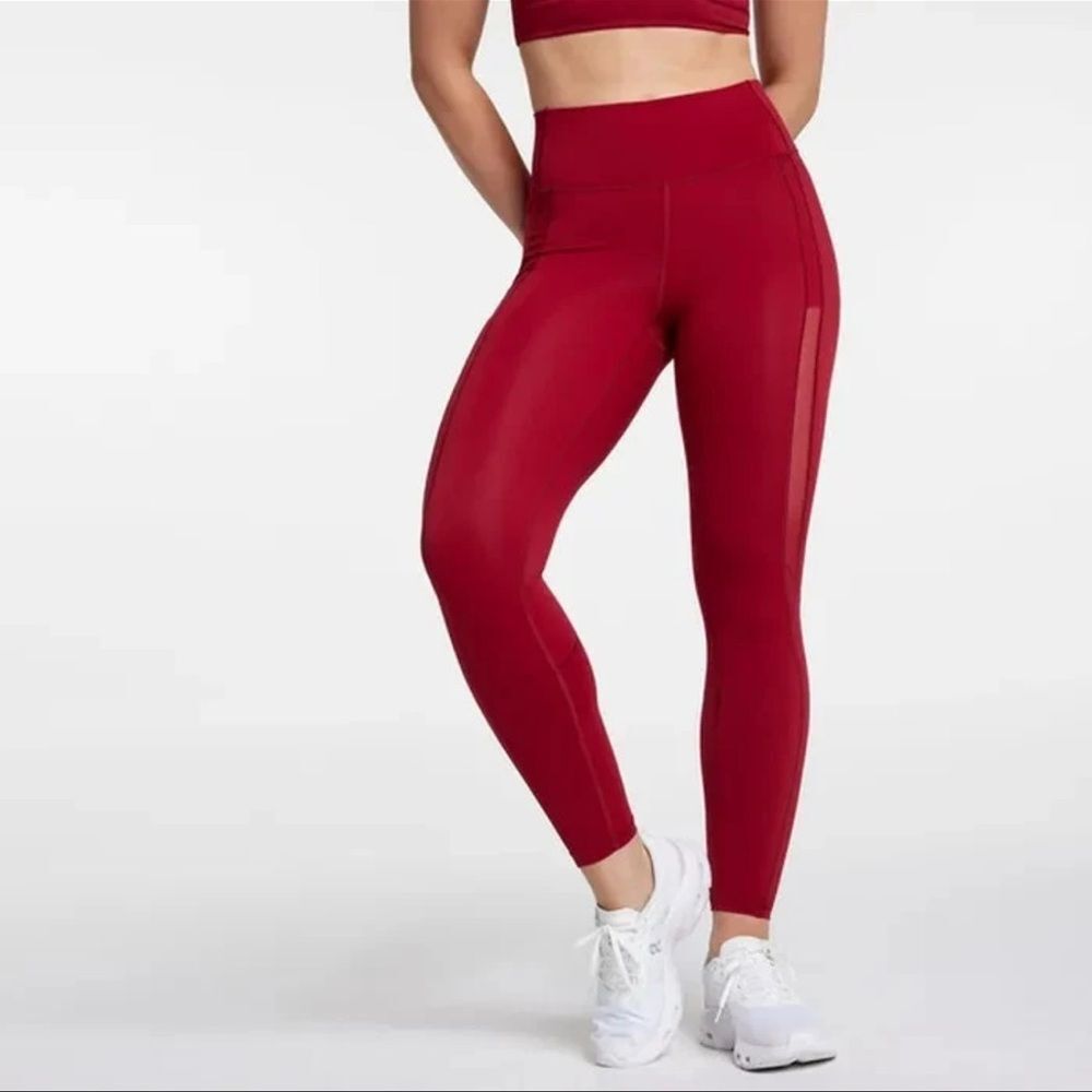 Calia Women's Bold Red Mesh Panel Leggings Small